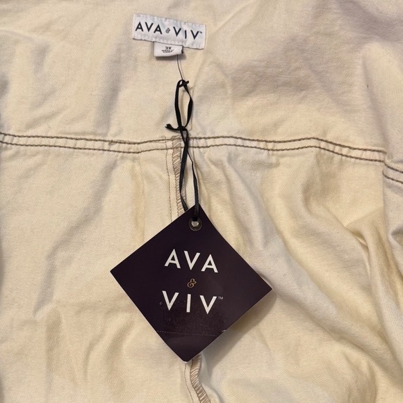 Size 3X AVA & VIV Womens Shirt Jacket Cream Button Front Long Sleeve - Picture 4 of 7